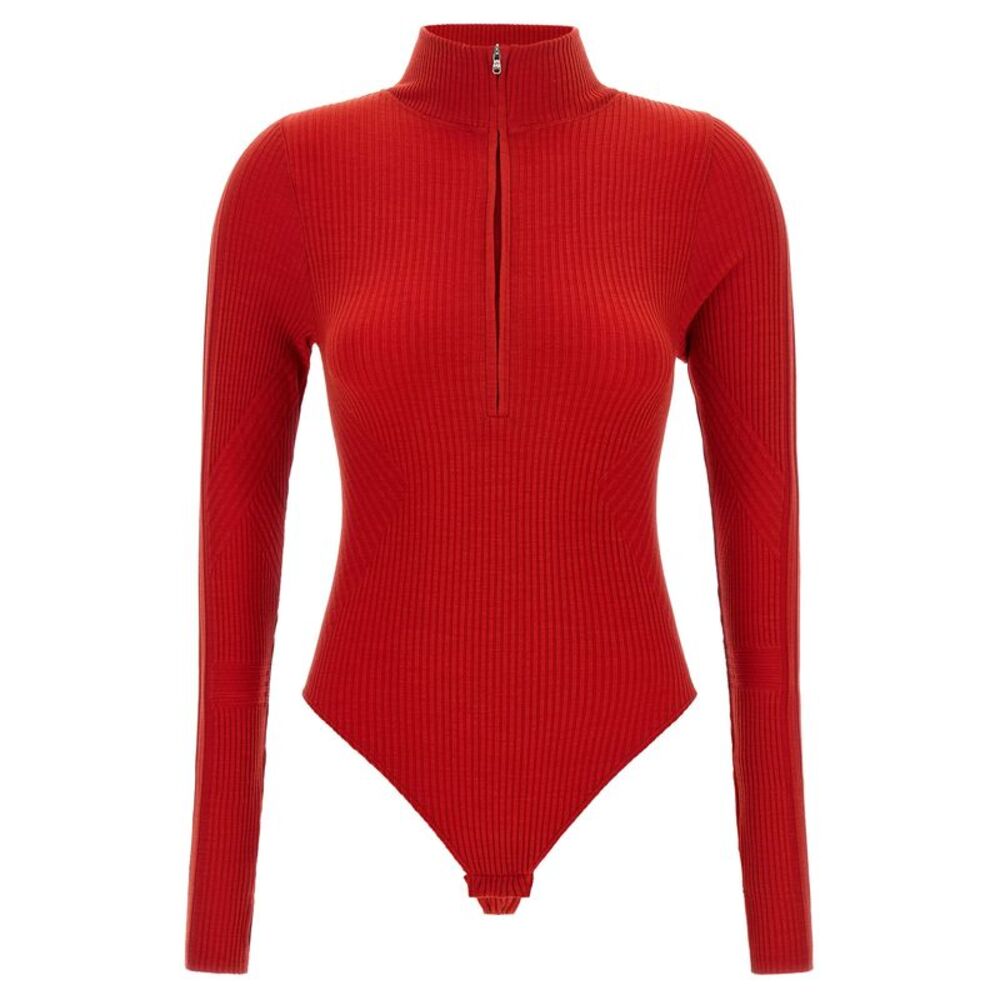PERFECT MOMENT Red Wool Women's Bodysuit